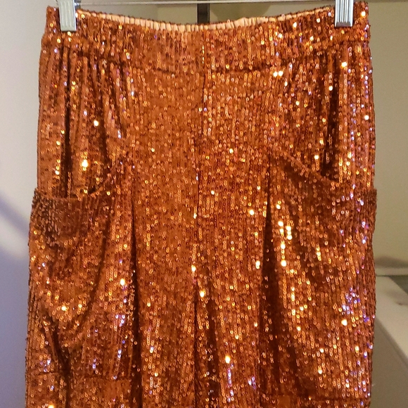 Free People Morelia Sequin Jogger Pants in Bronze - Picture 5 of 7